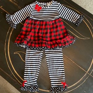 Rare Editions Buffalo plaid and striped outfit